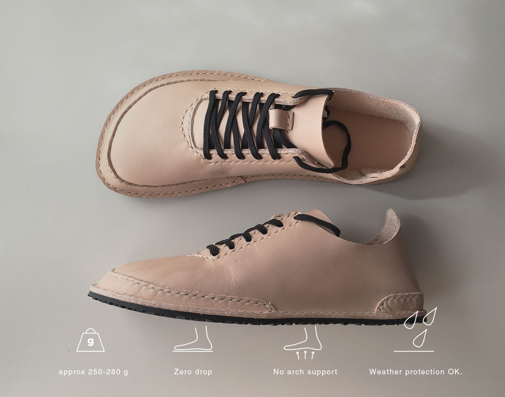 DIY Trail running shoes taned leather specs-min